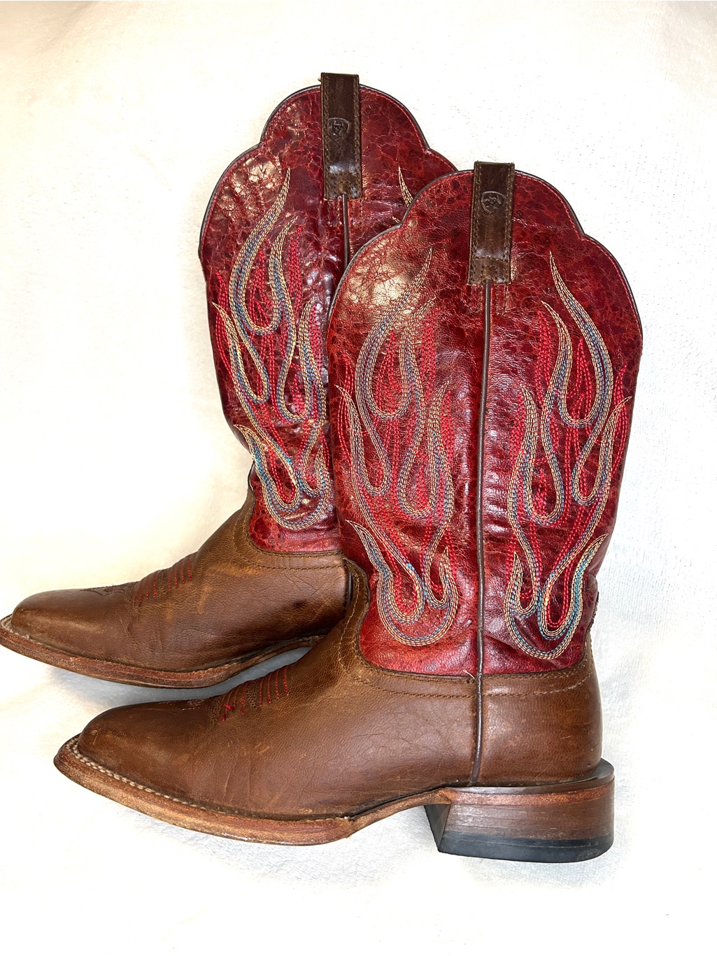Ariat Western Cowgirl Boots Leather Square Toe Red Women’s 7.5 Style 10012804